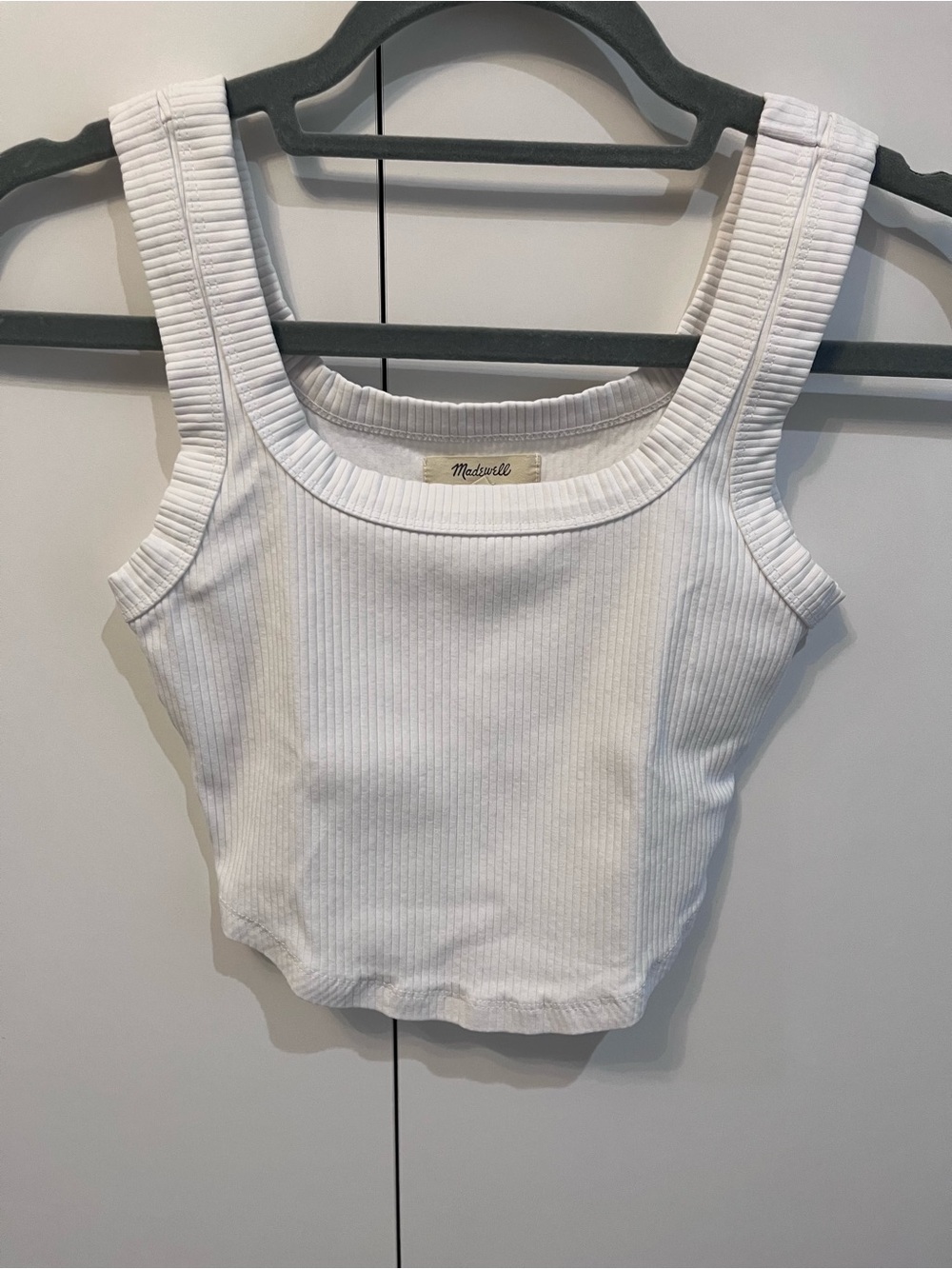 Madewell Ribbed Square-Neck White Tank